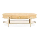 AICO Furniture Camellia Field Oval Cocktail Table in Caramel - Furniture Now (CA)