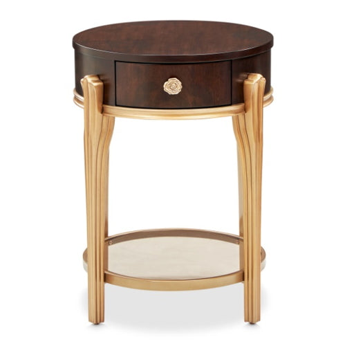 AICO Furniture Camellia Field End Table in Warm Pecan - Furniture Now (CA)