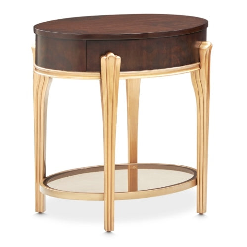 AICO Furniture Camellia Field End Table in Warm Pecan - Furniture Now (CA)