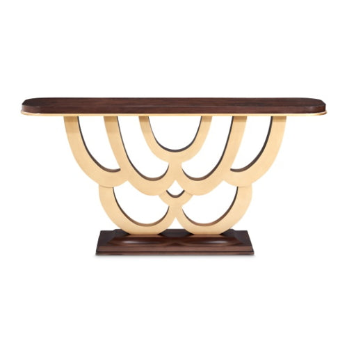 AICO Furniture Camellia Field Console Table in Warm Pecan - Furniture Now (CA)