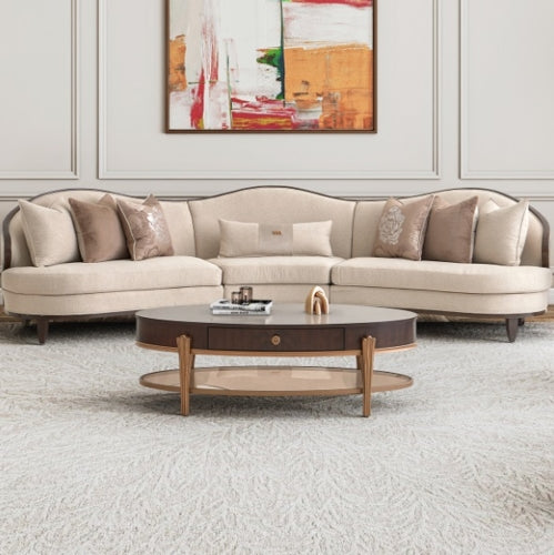 AICO Furniture Camellia Field Armless Chair Linen in Warm Pecan - Furniture Now (CA)