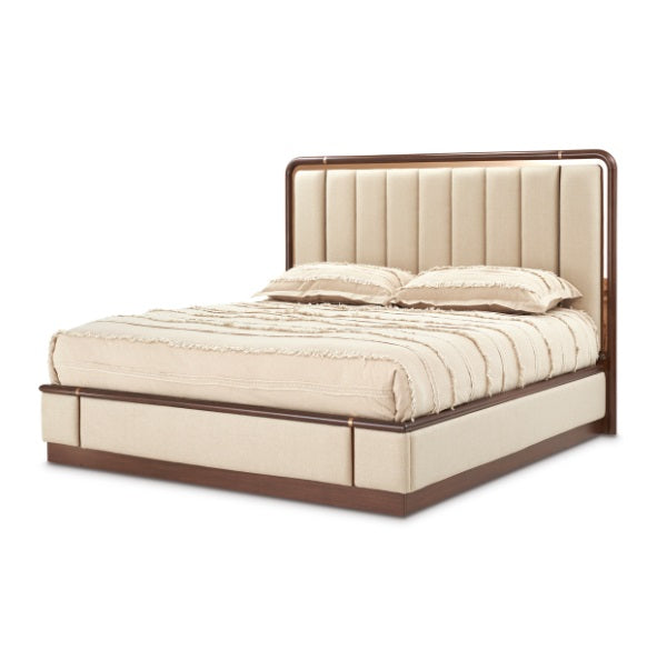AICO Furniture Mason Park King Channel Tufted Bed in Umber image