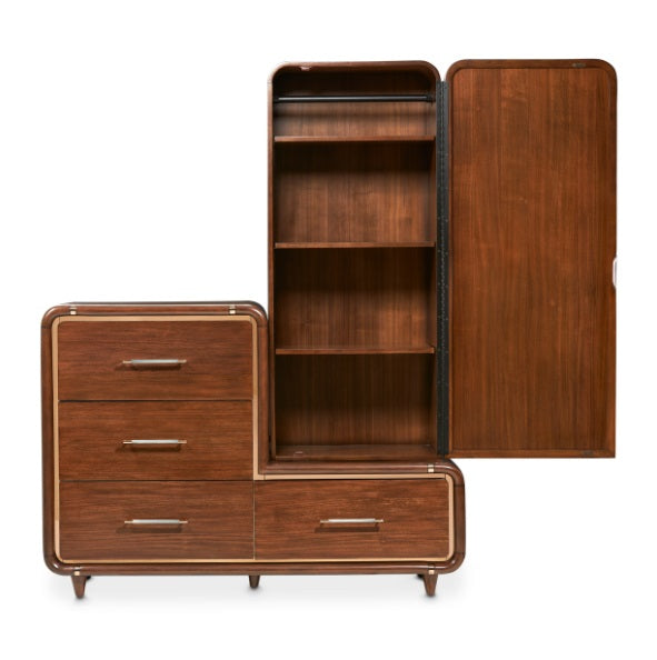 AICO Furniture Mason Park Offset Chest with Storage Mirror in Umber - Furniture Now (CA)