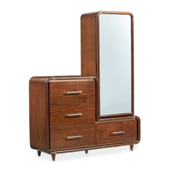 AICO Furniture Mason Park Offset Chest with Storage Mirror in Umber - Furniture Now (CA)