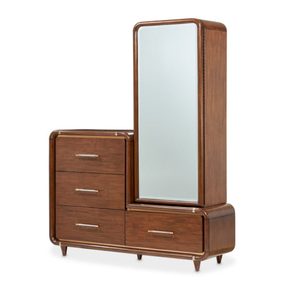 AICO Furniture Mason Park Offset Chest with Storage Mirror in Umber image