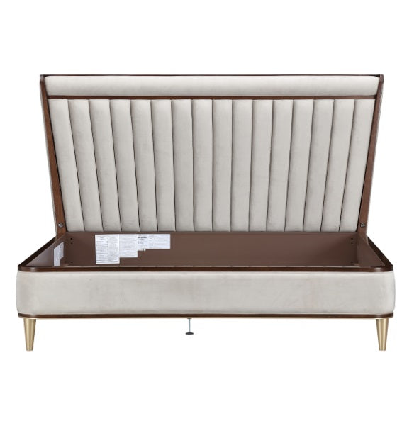 AICO Furniture Houston King Channel Tufted Bed in Walnut - Furniture Now (CA)