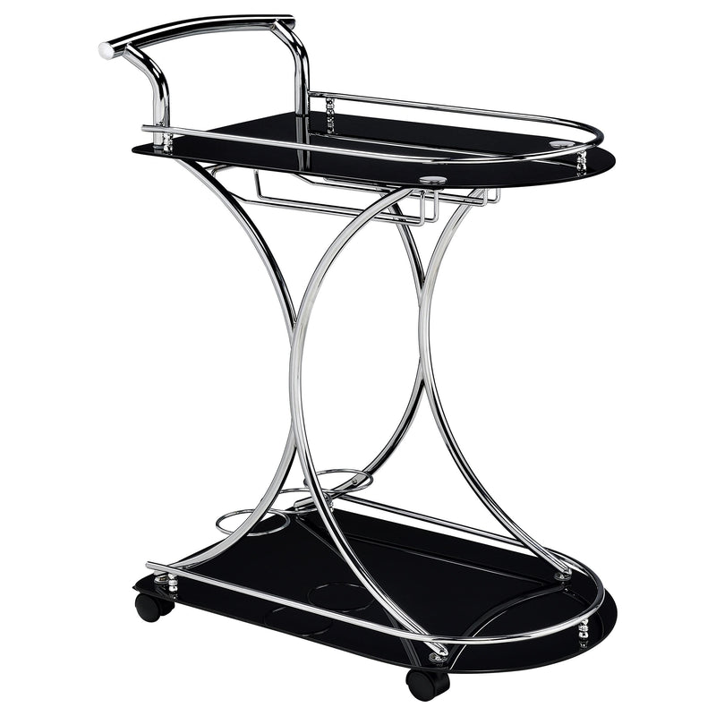 Elfman 2-shelve Serving Cart Chrome and Black - Furniture Now (CA)