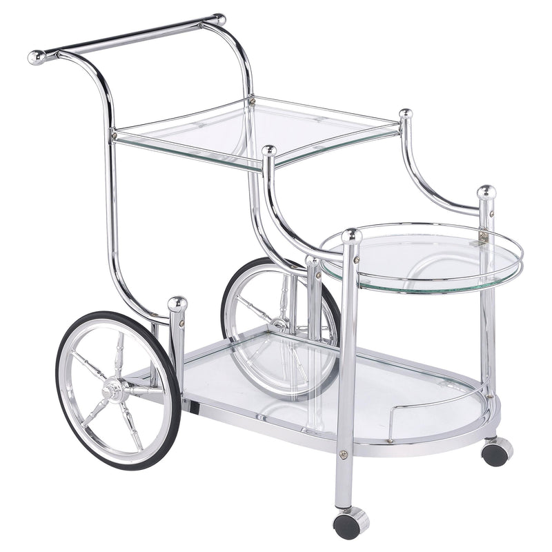 Sarandon 3-tier Serving Cart Chrome and Clear - Furniture Now (CA)