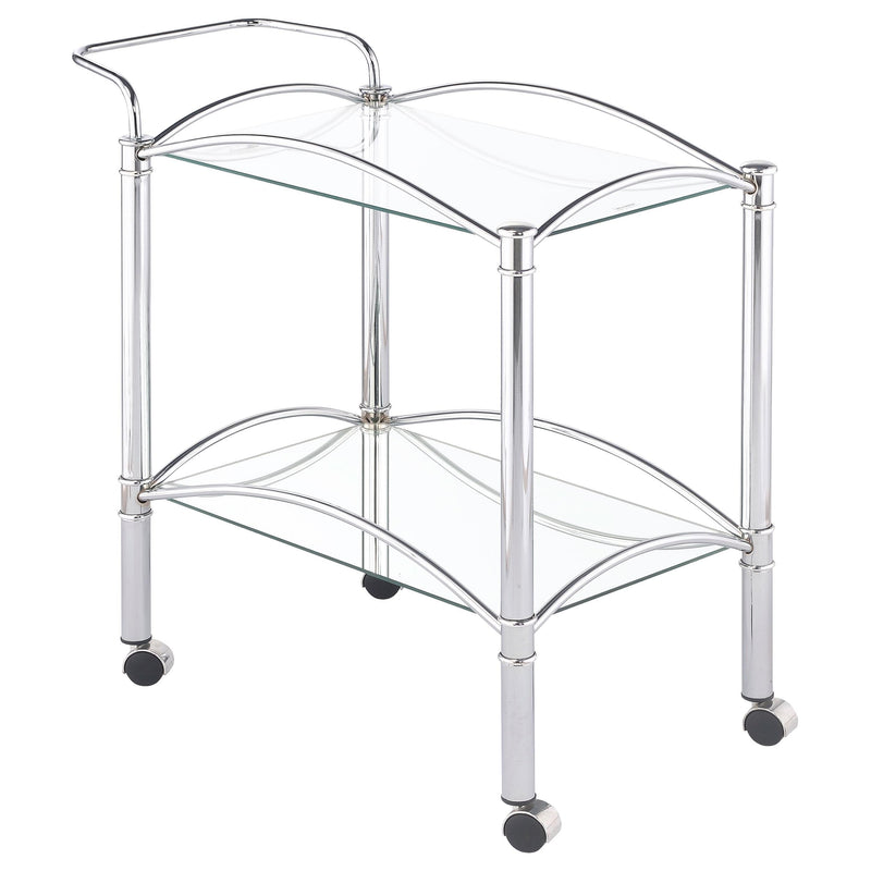 Shadix 2-tier Serving Cart with Glass Top Chrome and Clear - Furniture Now (CA)