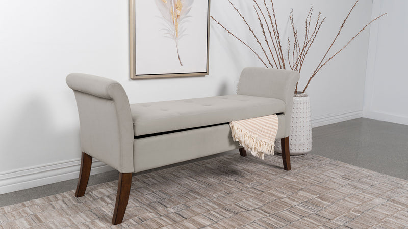 Farrah Upholstered Rolled Arms Storage Bench - Furniture Now (CA)