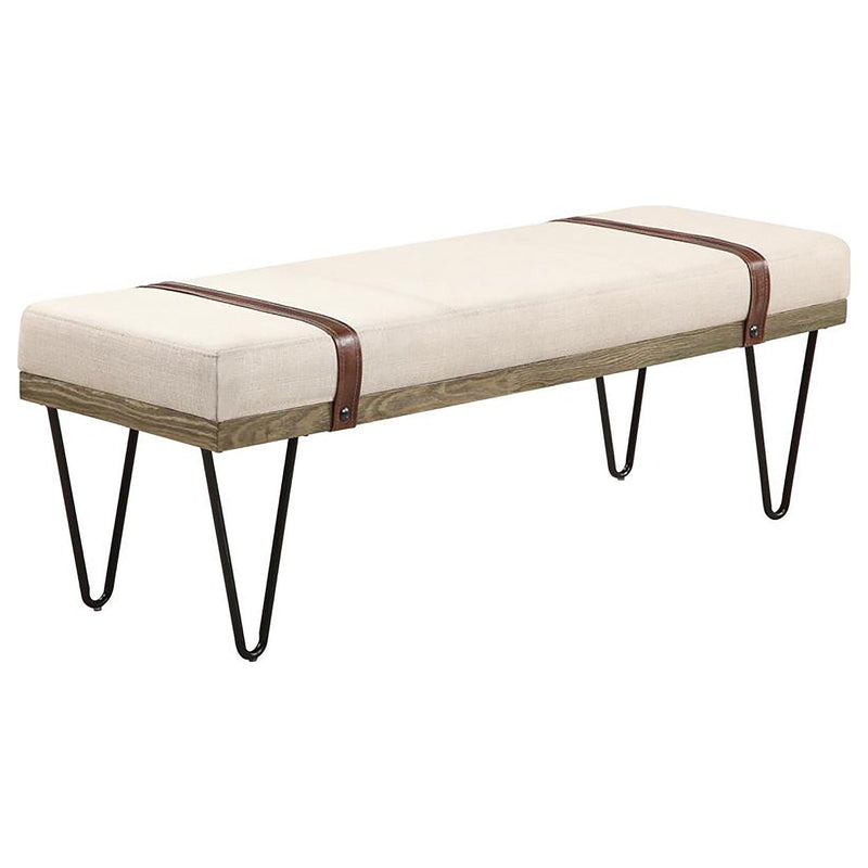 Austin Upholstered Bench Beige and Black - Furniture Now (CA)