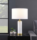 Lucius Drum Shade Bedside Table Lamp White and Gold - Furniture Now (CA)
