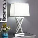 Dominick Table Lamp with Rectange Shade White and Mirror - Furniture Now (CA)
