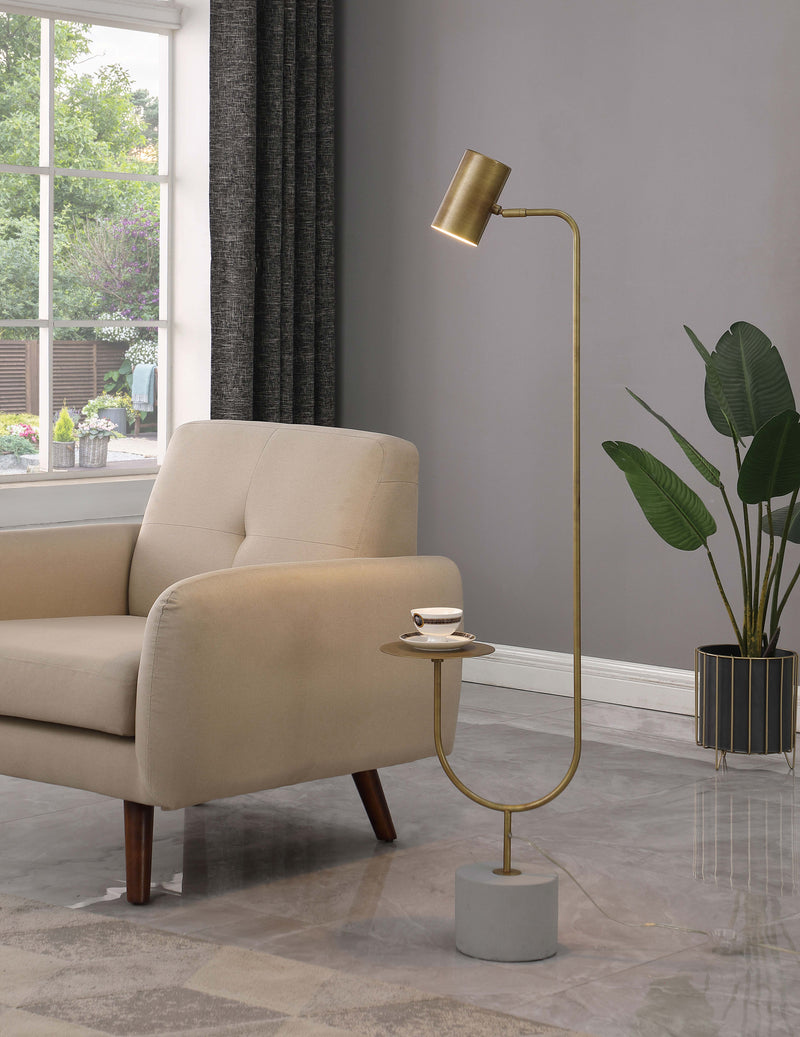 Jodie Round Base Floor Lamp Antique Brass and Grey - Furniture Now (CA)