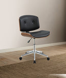 Camila Black PU & Walnut Office Chair - Furniture Now (CA)
