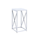 Edmund Accent Table with X-cross Glossy White and Chrome - Furniture Now (CA)