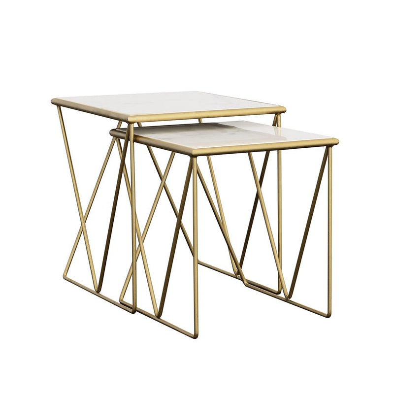 Bette 2-piece Nesting Table Set White and Gold - Furniture Now (CA)