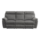 9301GRY-3 - Double Reclining Sofa with Center Drop-Down Cup Holders