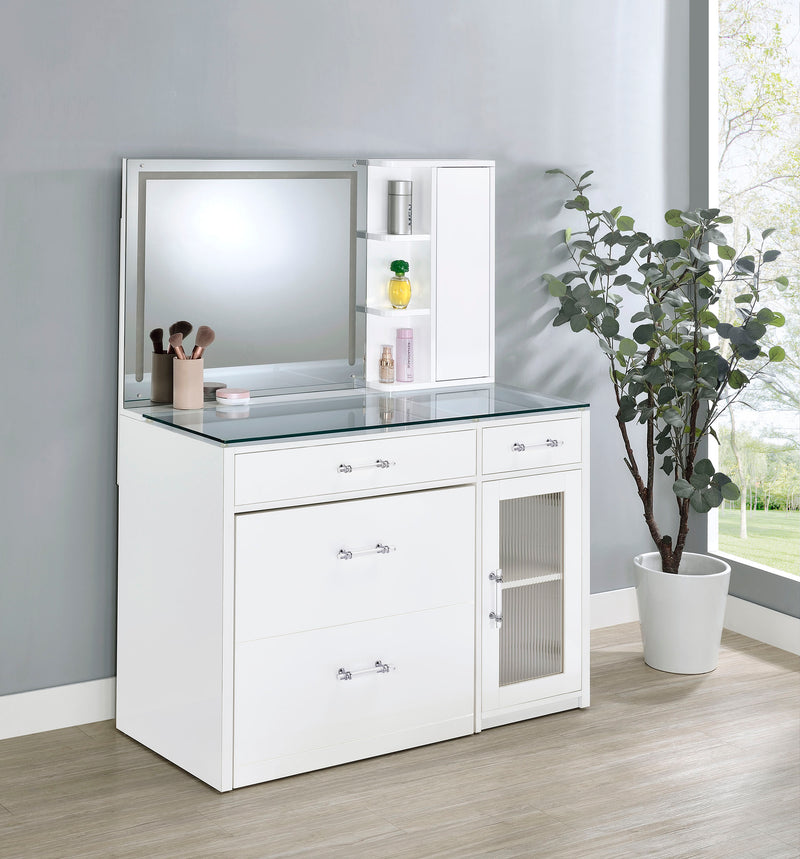 Flora Makeup Vanity Table with LED Mirror and Stool Flora Makeup Vanity Table with LED Mirror and Stool