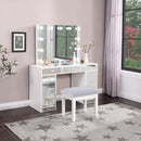 Regina 3-piece Makeup Vanity Table Set Hollywood Lighting White and Mirror - Furniture Now (CA)