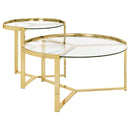 Delia 2-piece Round Nesting Table Clear and Gold - Furniture Now (CA)