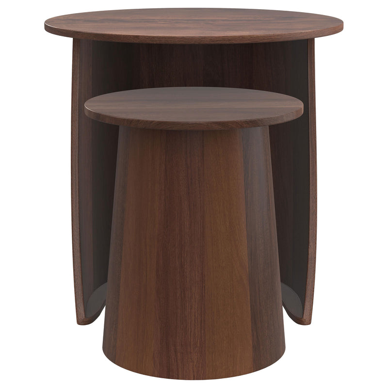 Yency 2-piece Round Mango Wood Nesting Table Set Dark Brown - Furniture Now (CA)