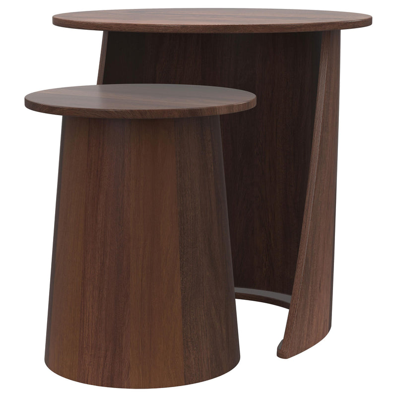 Yency 2-piece Round Mango Wood Nesting Table Set Dark Brown - Furniture Now (CA)