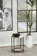 Noemie Round Accent Table with Marble Top White and Gunmetal - Furniture Now (CA)