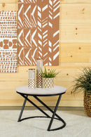 Miguel Round Accent Table with Marble Top White and Black - Furniture Now (CA)