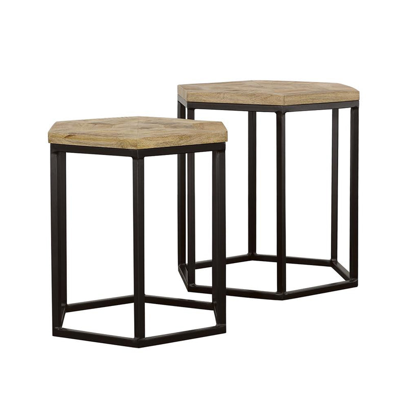 Adger 2-piece Hexagon Nesting Tables Natural and Black - Furniture Now (CA)