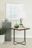 Elyna Square Accent Table Travertine and Black - Furniture Now (CA)