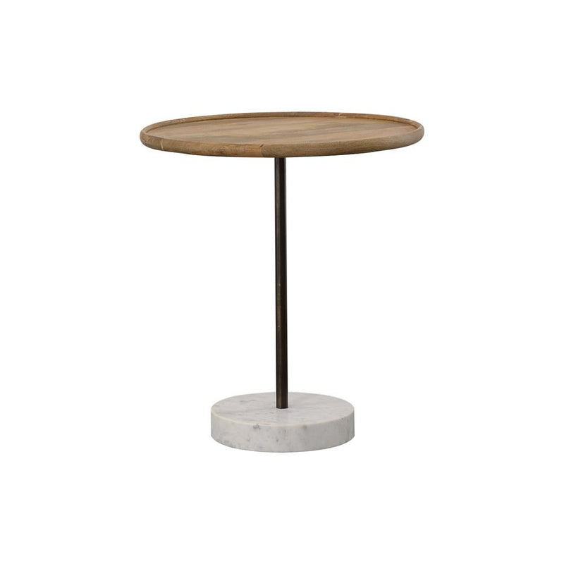 Ginevra Round Wooden Top Accent Table Natural and White - Furniture Now (CA)