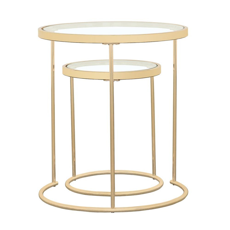 Maylin 2-piece Round Glass Top Nesting Tables Gold - Furniture Now (CA)