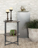 Axel Round Accent Table with Open Shelf Natural and Gunmetal - Furniture Now (CA)