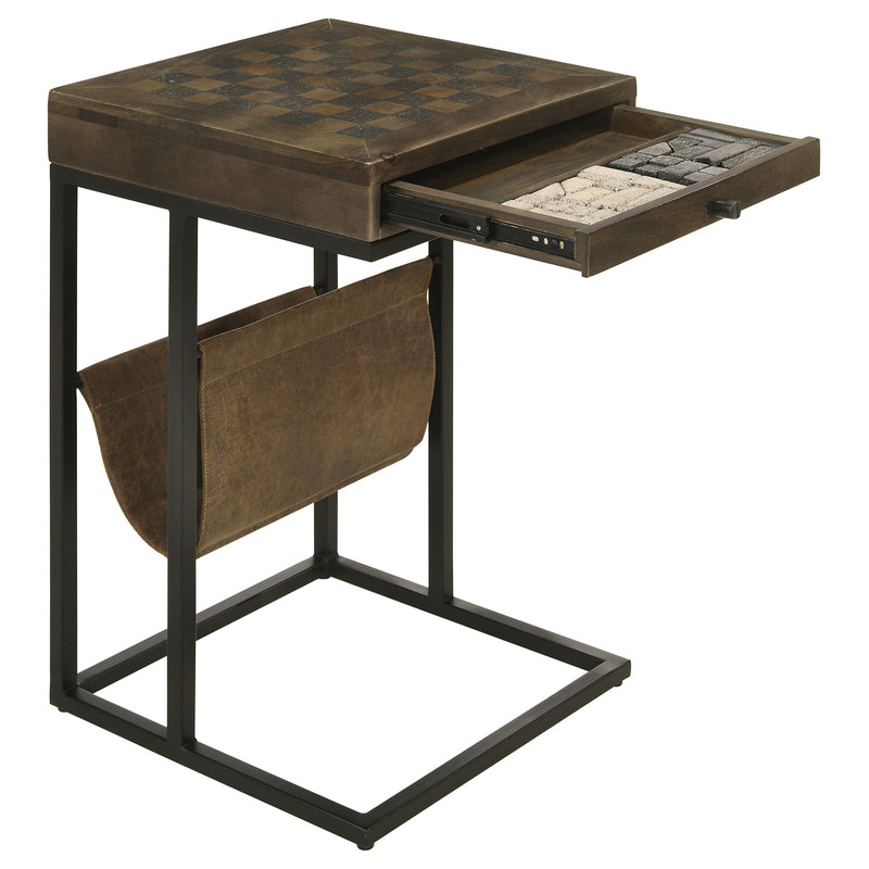 Chessie 1-drawer Square Side Table With Leatherette Sling Tobacco and Black - Furniture Now (CA)