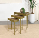 Tristen 3-Piece Demilune Nesting Table With Recessed Top Brown and Gold - Furniture Now (CA)