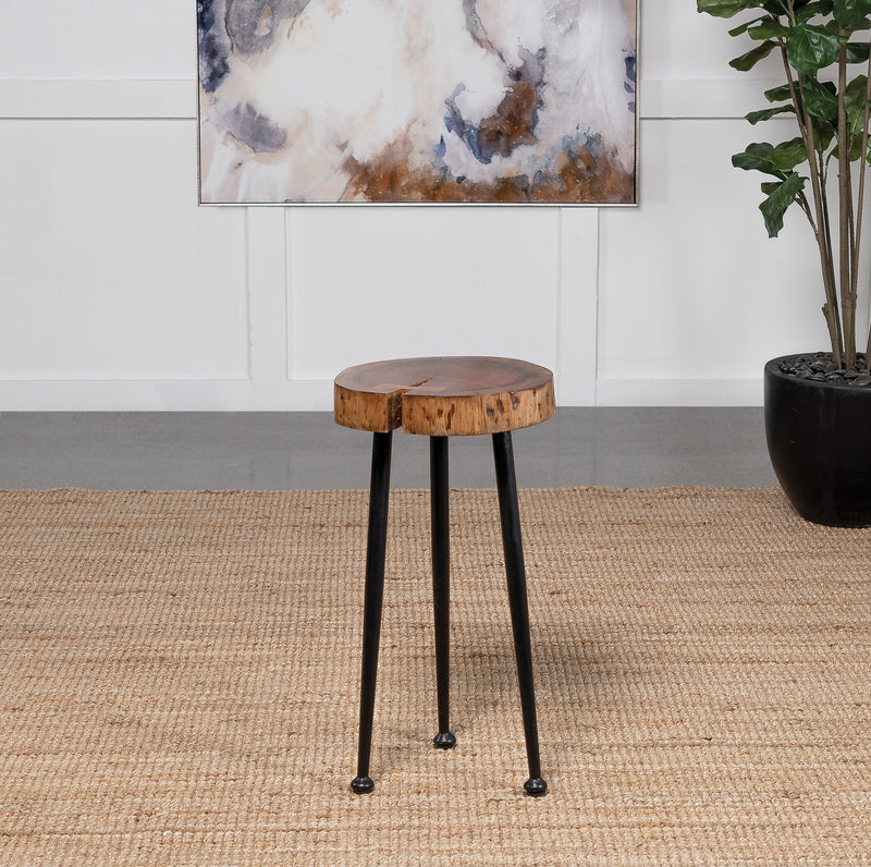 Keith Round Wood Top Side Table Natural and Black - Furniture Now (CA)