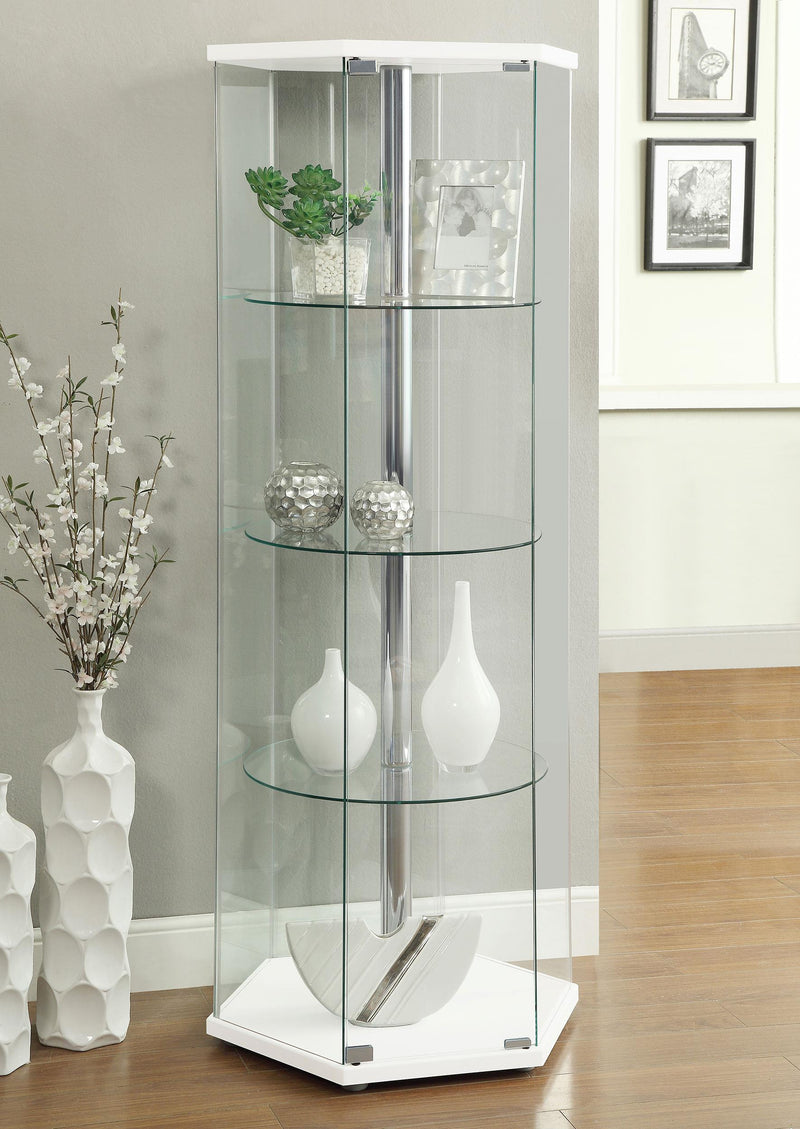Traditional Glass Hexagon Curio Cabinet - Furniture Now (CA)