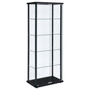 Delphinium 5-shelf Glass Curio Cabinet Black and Clear - Furniture Now (CA)