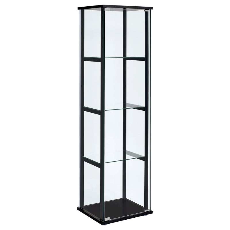 Cyclamen 4-shelf Glass Curio Cabinet Black and Clear - Furniture Now (CA)