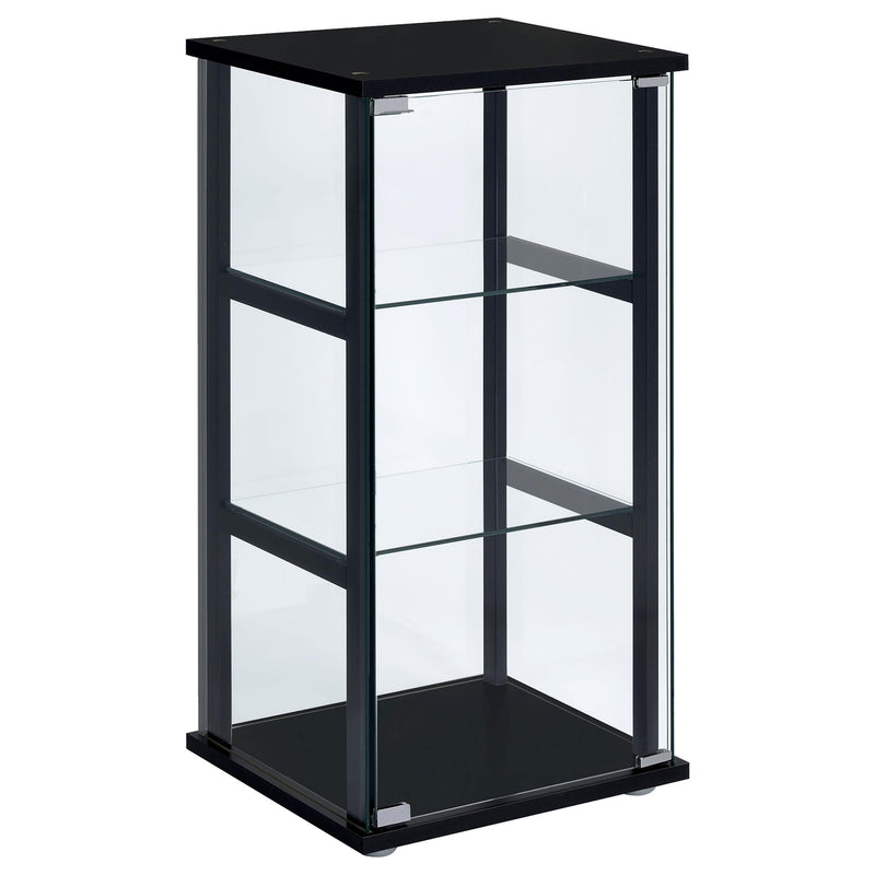 Cyclamen 3-shelf Glass Curio Cabinet Black and Clear - Furniture Now (CA)