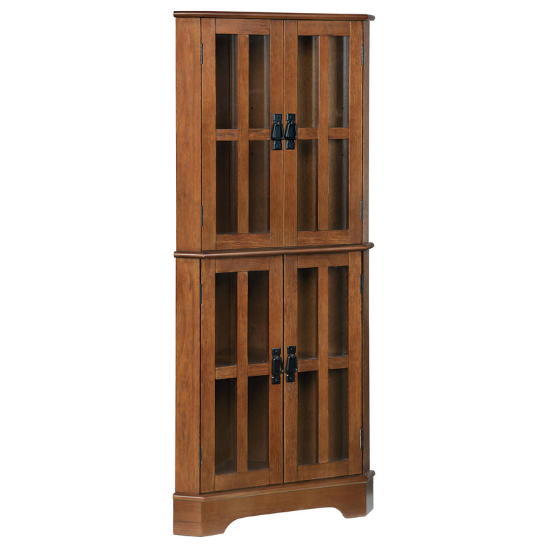 Coreosis 4-shelf Corner Curio Cabinet Golden Brown - Furniture Now (CA)