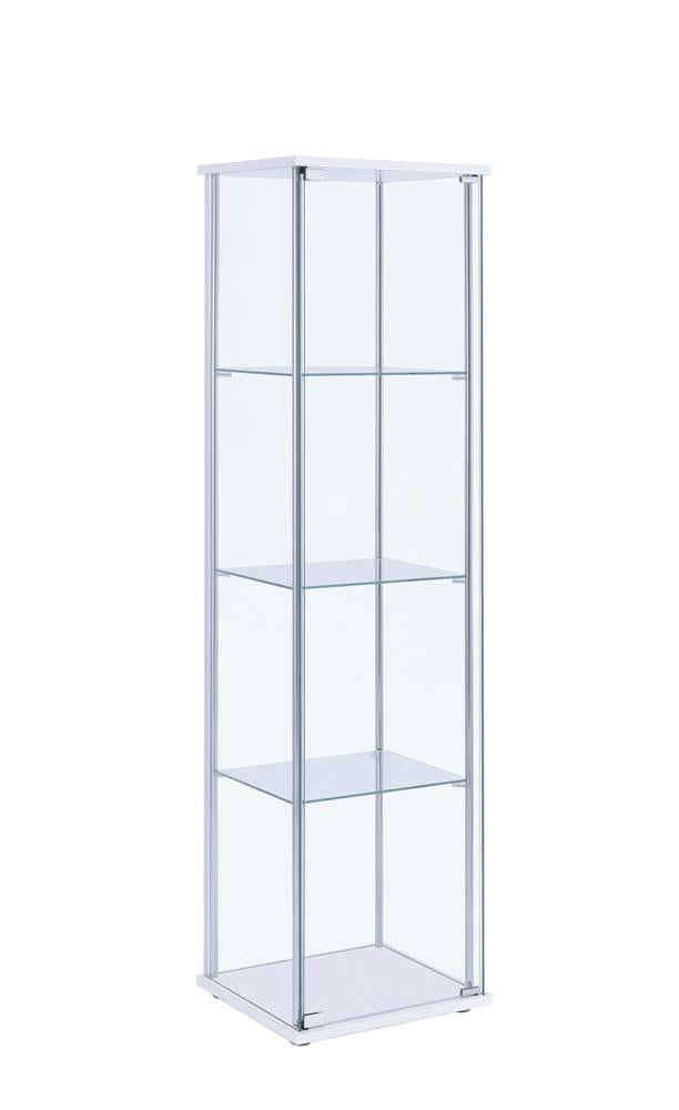 Bellatrix Rectangular 4-shelf Curio Cabinet White and Clear - Furniture Now (CA)
