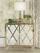 Astilbe 2-door Accent Cabinet Mirror and Champagne - Furniture Now (CA)
