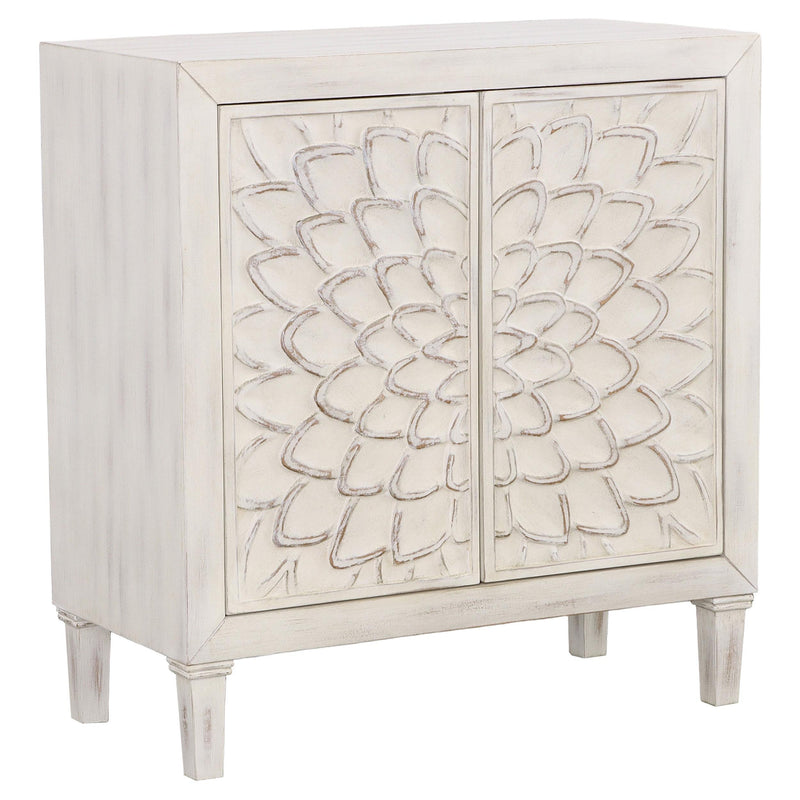 Clarkia Accent Cabinet with Floral Carved Door White - Furniture Now (CA)