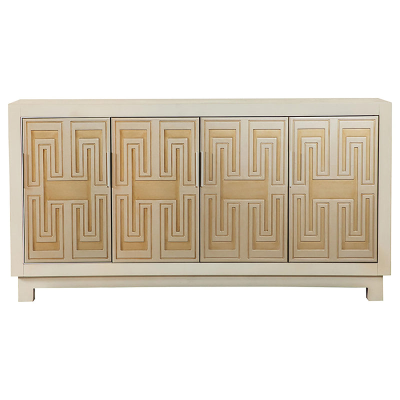 Voula Rectangular 4-door Accent Cabinet White and Gold - Furniture Now (CA)