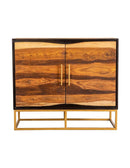 Zara 2-door Accent Cabinet Black Walnut and Gold - Furniture Now (CA)