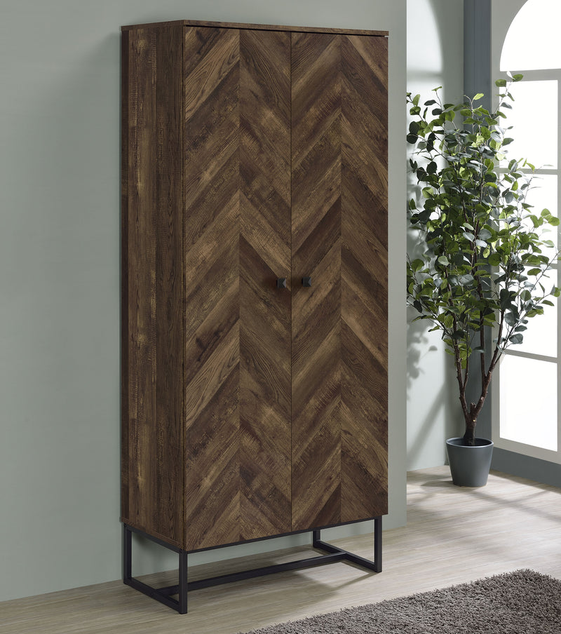 Carolyn 2-door Accent Cabinet Rustic Oak and Gunmetal - Furniture Now (CA)