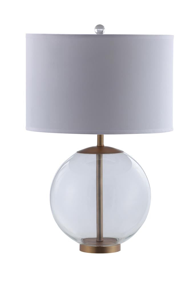 Kenny Drum Shade Table Lamp with Glass Base White - Furniture Now (CA)
