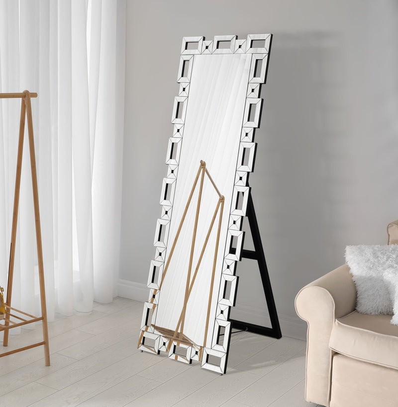 Tavin Geometric Frame Cheval Mirror - Furniture Now (CA)